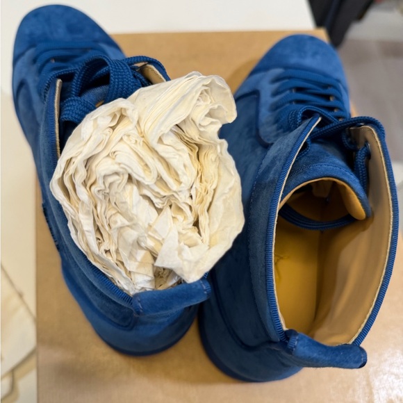 Christian Louboutin Louis Orlato Cobalt Suede Blue High Sneakers - Picture 11 of 13